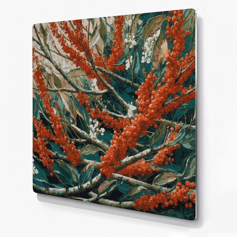 Botanique Rowan, art mural en métal gris, H 16 po x l 16 po