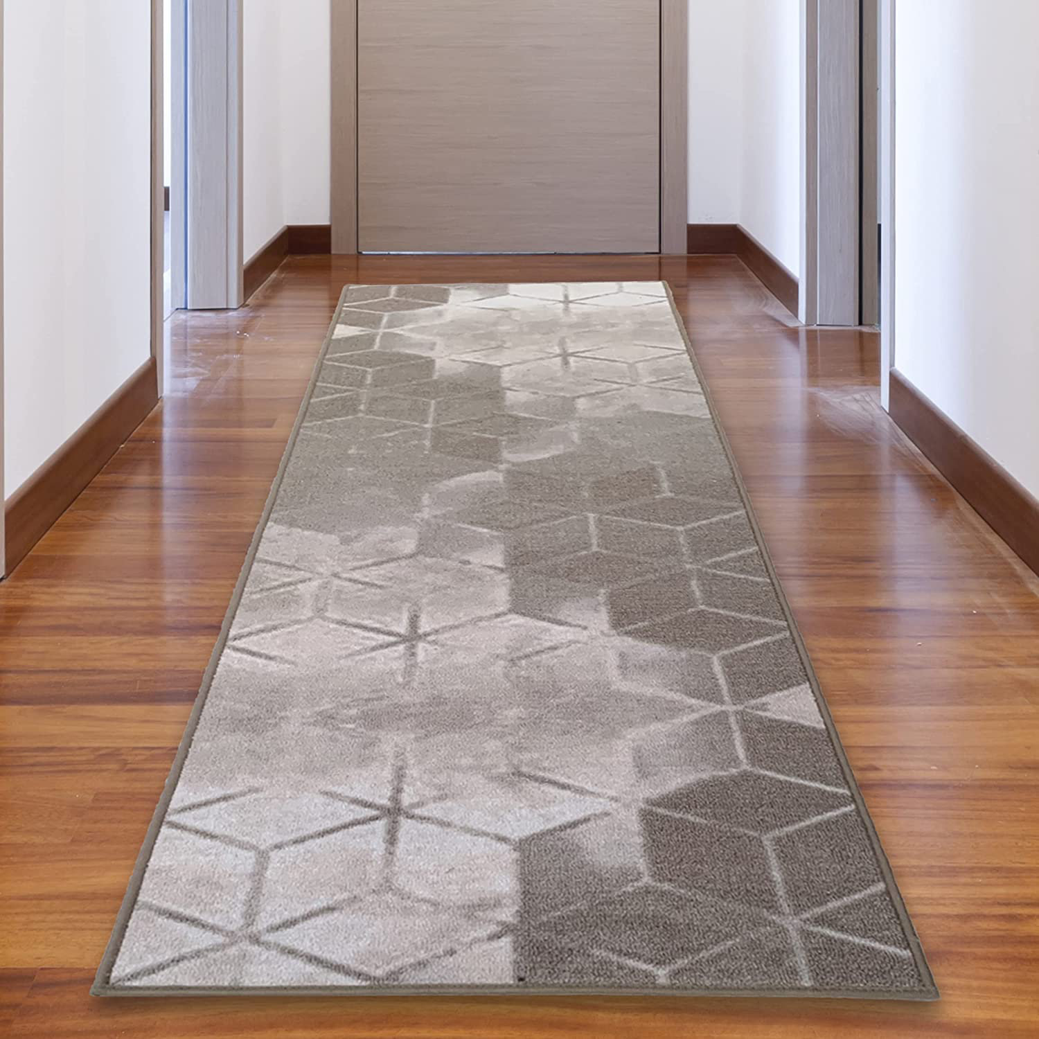 Corrigan Studio® Custom Size Runner Rug 31 Inch Wide X Choose Your Length Cubes Abstract Design ...