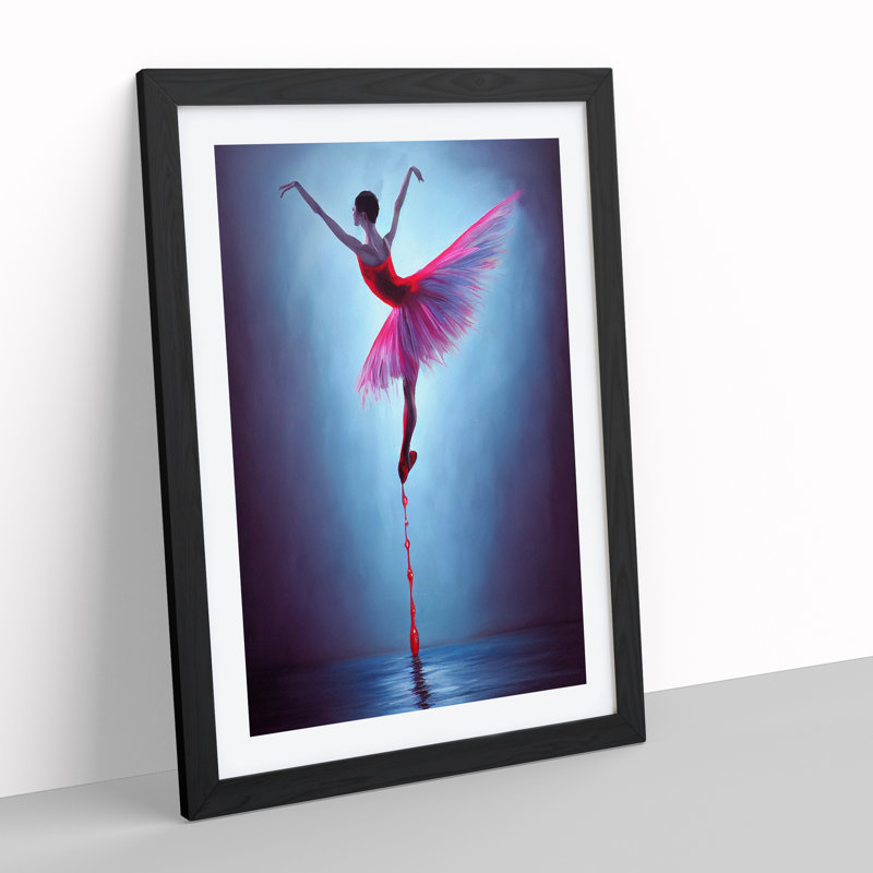 XV1022-3292X Ballerina - Single Picture Frame Painting, Black , 64cm H x 46cm W x 2cm D