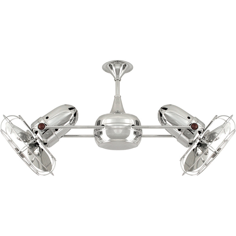 36" Duplo-Dinamico 6 Blade Ceiling Fan, Polished Chrome, 39" Wide