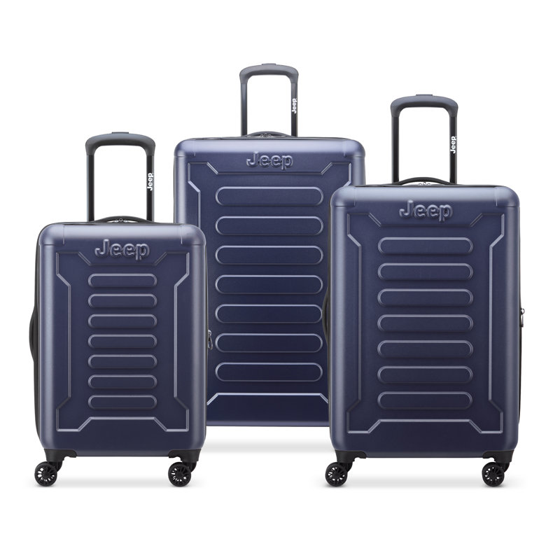 Delsey Jeep JHOO4C 3-Piece Expandable Hardside Luggage Set with Carry-On, Medium & Large Suitcases in Black