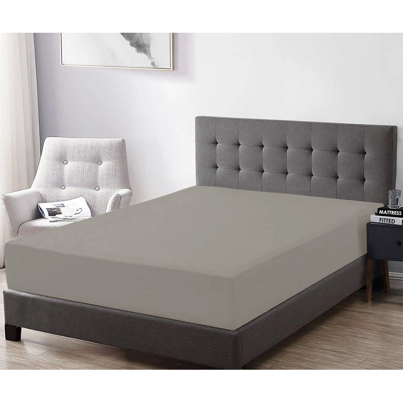 Egyptian Cotton Sateen Fitted Sheet, Twin, Gray