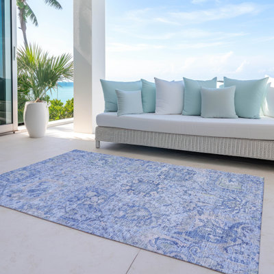 Tapis bleu lavable intérieur / extérieur Geneva 