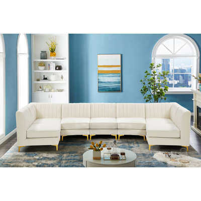 Enson Velvet U-Shaped Sectional Reversible