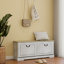 Banc pour chaussures moderne avec 2 tiroirs rabattables et tablette réglable blanc antique - peu encombrant et facile à utiliser