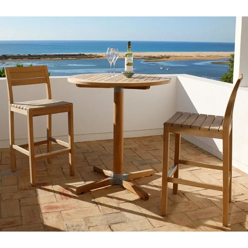 Bermuda Outdoor Round Teak Bar Table, 39" H x 35" W x 35" D
