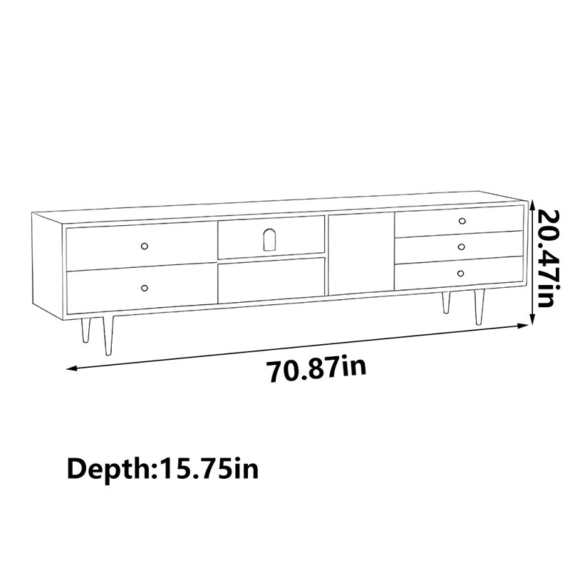 Meuble télé noir de style nordique, 70.87"