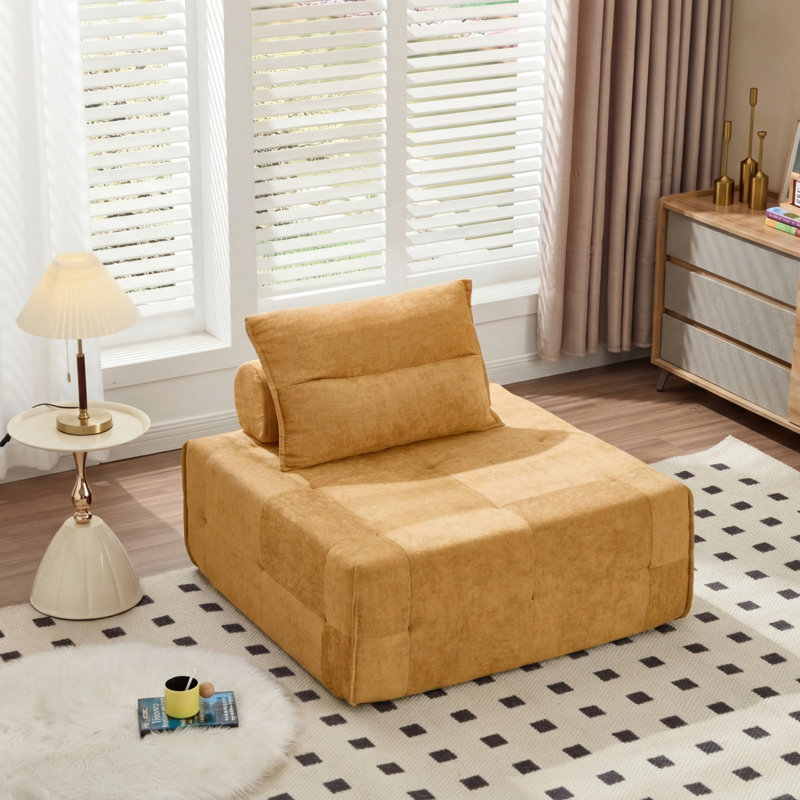 Canapé modulaire en chenille à assise profonde, dossier réglable, canapé compressé pour le salon, 1 pièce, YELLOW