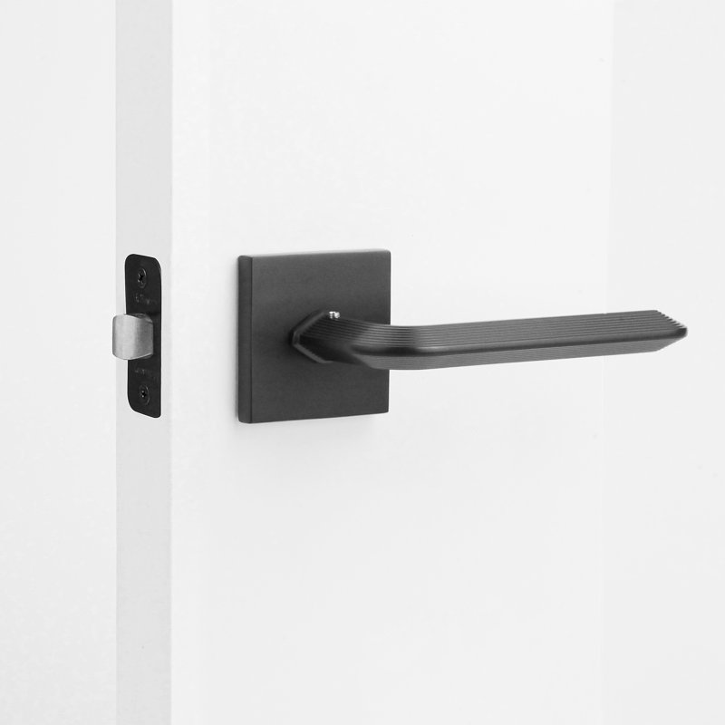 Poignée de porte intérieure Crosby, Passage, Droite, Noir mat