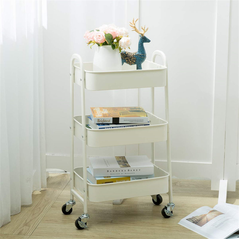 Haleigh 27.5cm H x 27.5cm W Utility Cart with Wheels, White
