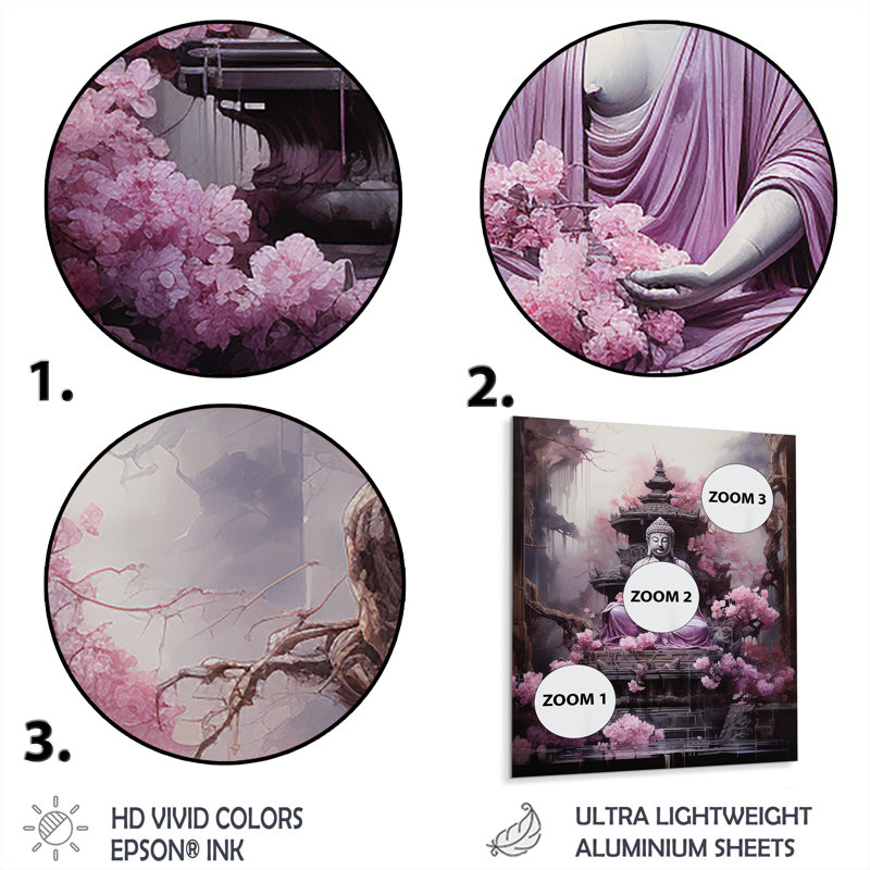 Pink Buddhism Buddhist Chanting - Buddhism Metal Art Print, H 32 po x l 16 po x P 1 po