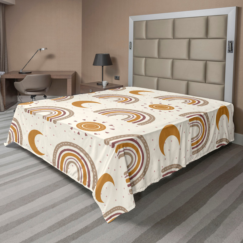 Floral Flat Sheet, Pale Coffee and Mauve Taupe