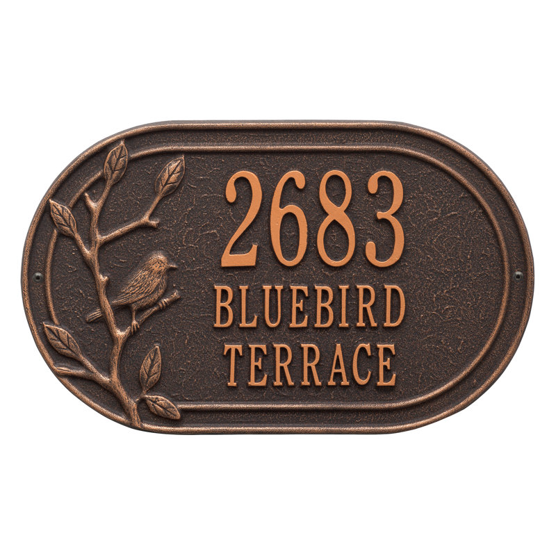 Plaque d'adresse murale sur 3 lignes Woodridge, Bronze huilé, Oui