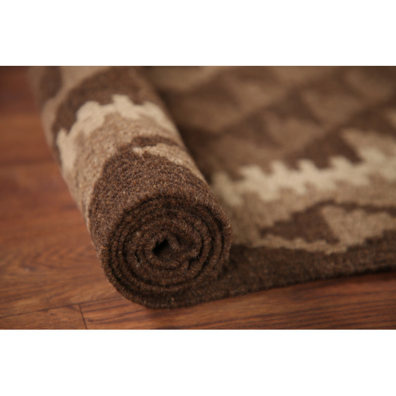 Tapis oriental brun en laine Kilim 3 x 5