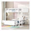 Lit double superposé au dessus d'un lit double avec bureau, blanc-613963769