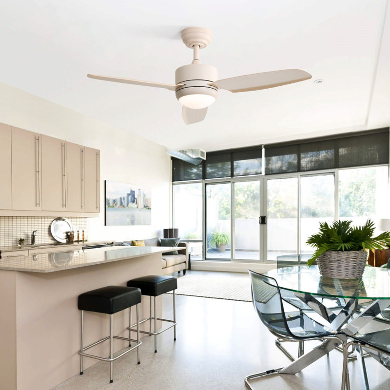 46 Inch New Design Ceiling Fan With Lights 3 ABS Blades 6-Speed DC Motor, Off White, Off White