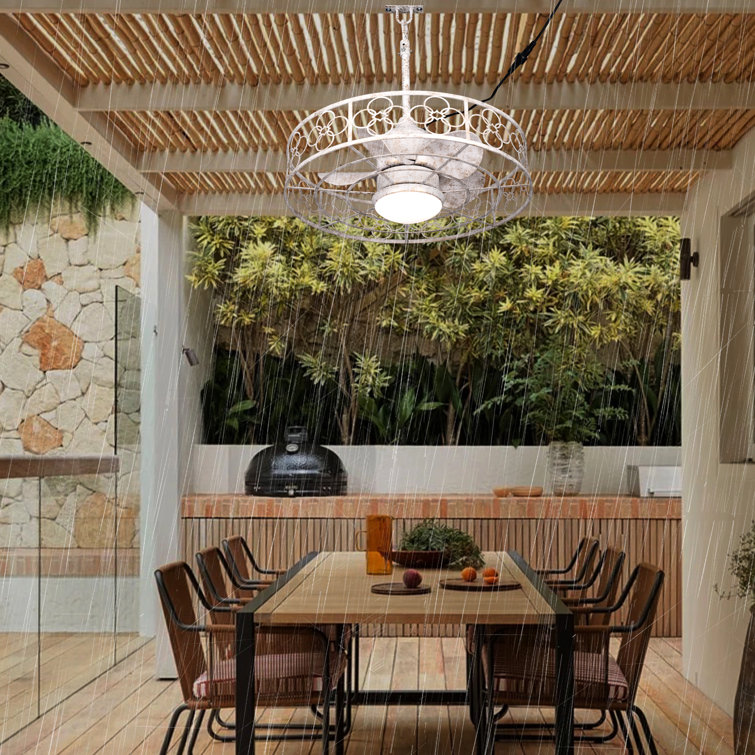 Out Door Celing Fan Patio Water Proof Fanlight w/ Dimmable LED Light 3 Color Temperature Remote and App Control