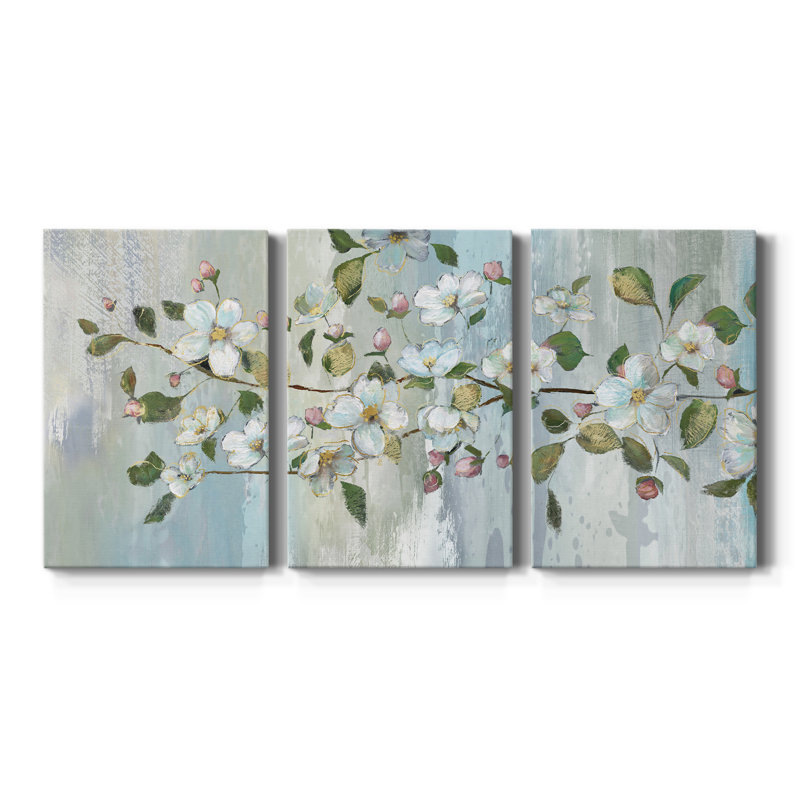 Painterly Blossoms - ensemble de 3 reproductions sur toiles tendues, H 27 po x l 54 po x P 1 po