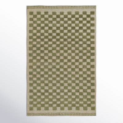 Rafaela Hand-Woven Checkered Wool Rug