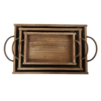Cular Solid Wood Tray - Set of 3