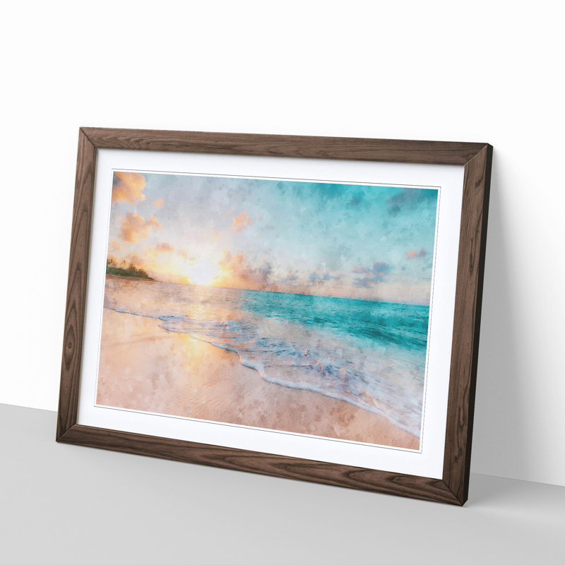 North Shore Beach Hawaii - Picture Frame Graphic Art Print, Walnut Framed, 45cm H x 63cm W x 2cm D