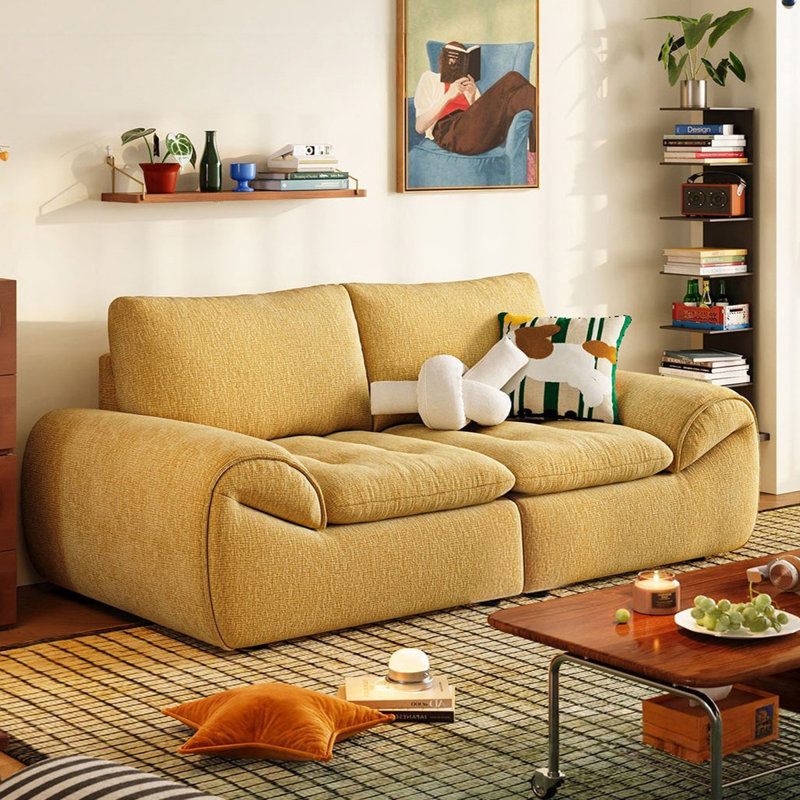 Canapé modulaire en chenille jaune, Jaune