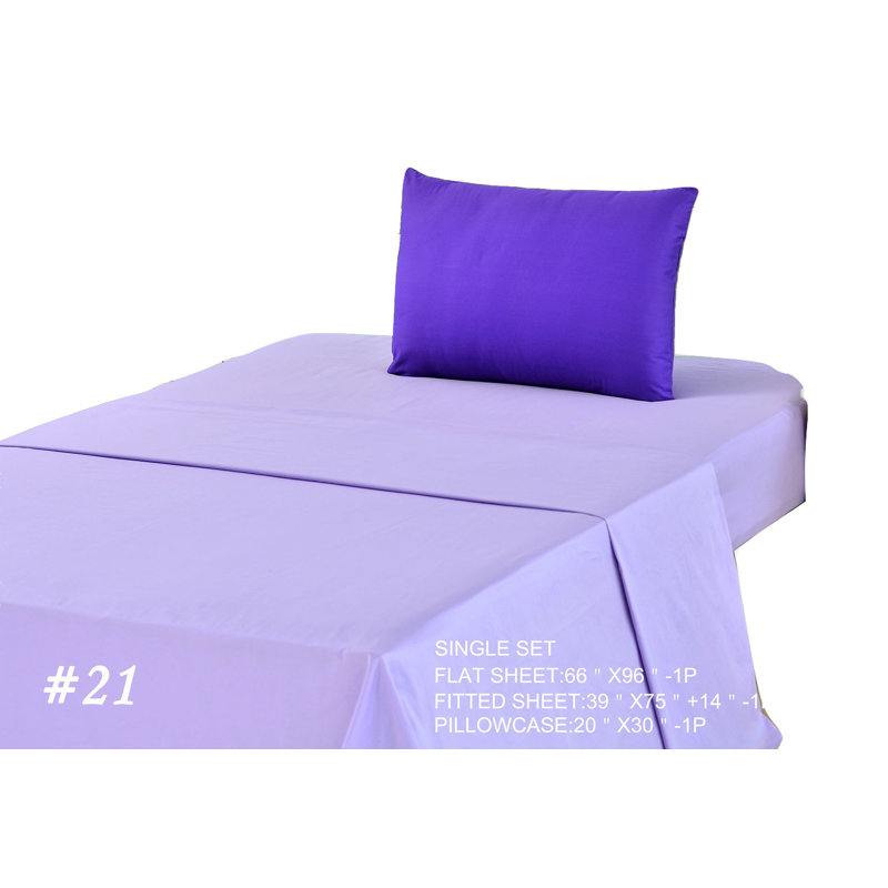 Cotton Jersey Knit Sheet Set, King Sheet Set + Fitted Sheet + 2 Pillowcases, Purple