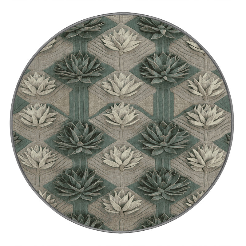 Machine Washable Nature Brown Area Rug, Round 5'