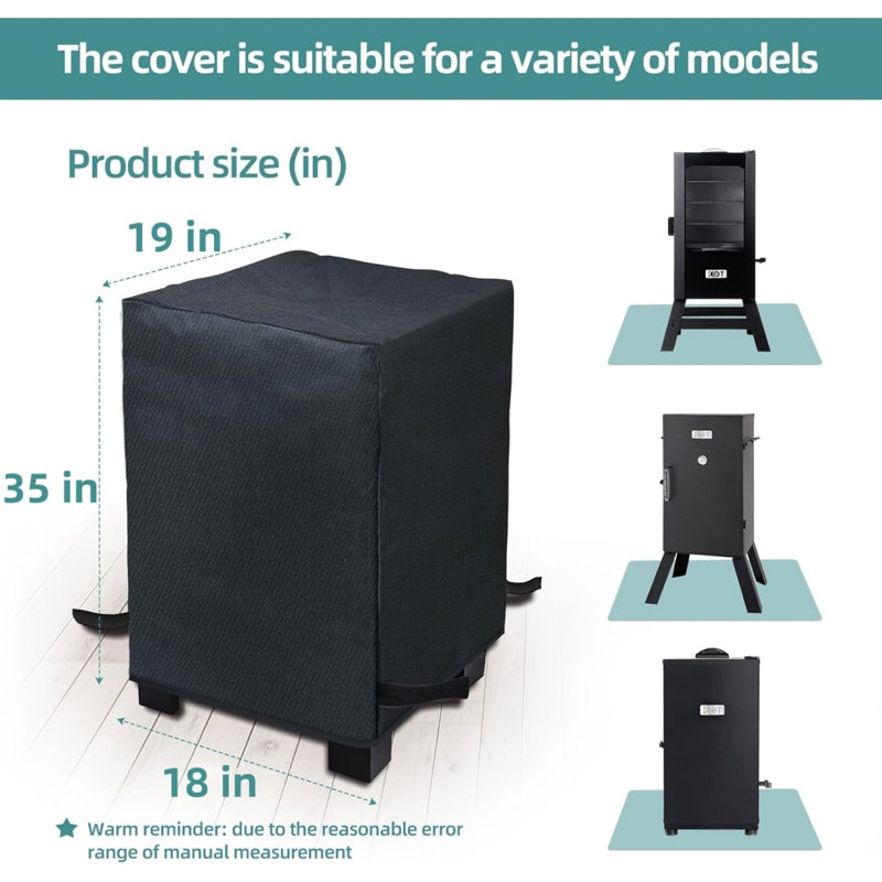 420D Heavy-Duty Black Grill Cover | Waterproof Compact BBQ Protector with Velcro - 18"x19"x35"