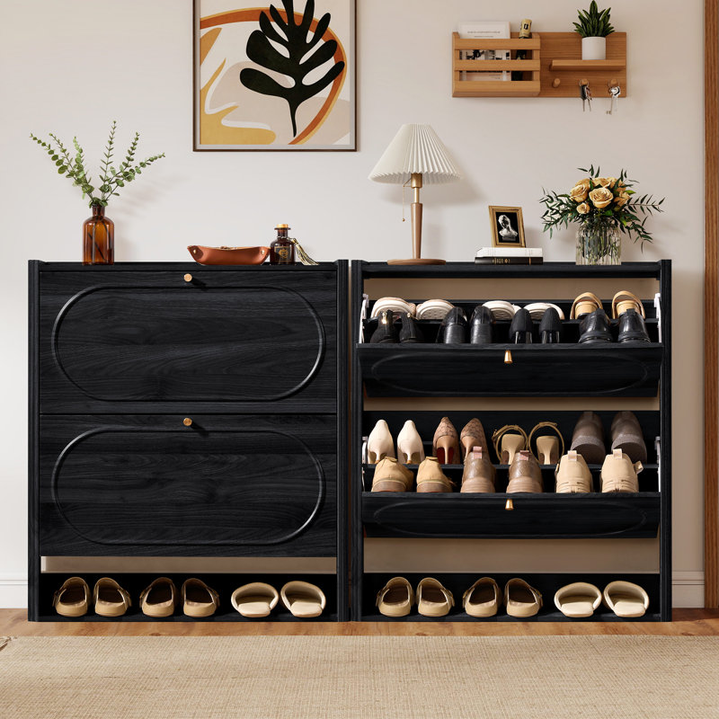 20 Pair Shoe Storage Cabinet, Black