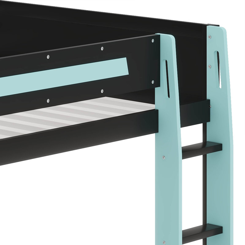 Lit superposé double avec bureau et lumière DEL, Bleu nuage