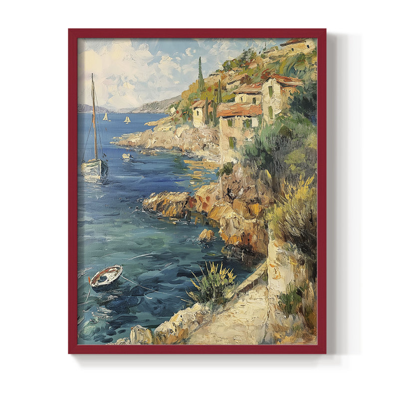 NAUTICAL Series DLxxvII, reproduction encadrée - bois massif, H 21 po x l 17 po, Rouge
