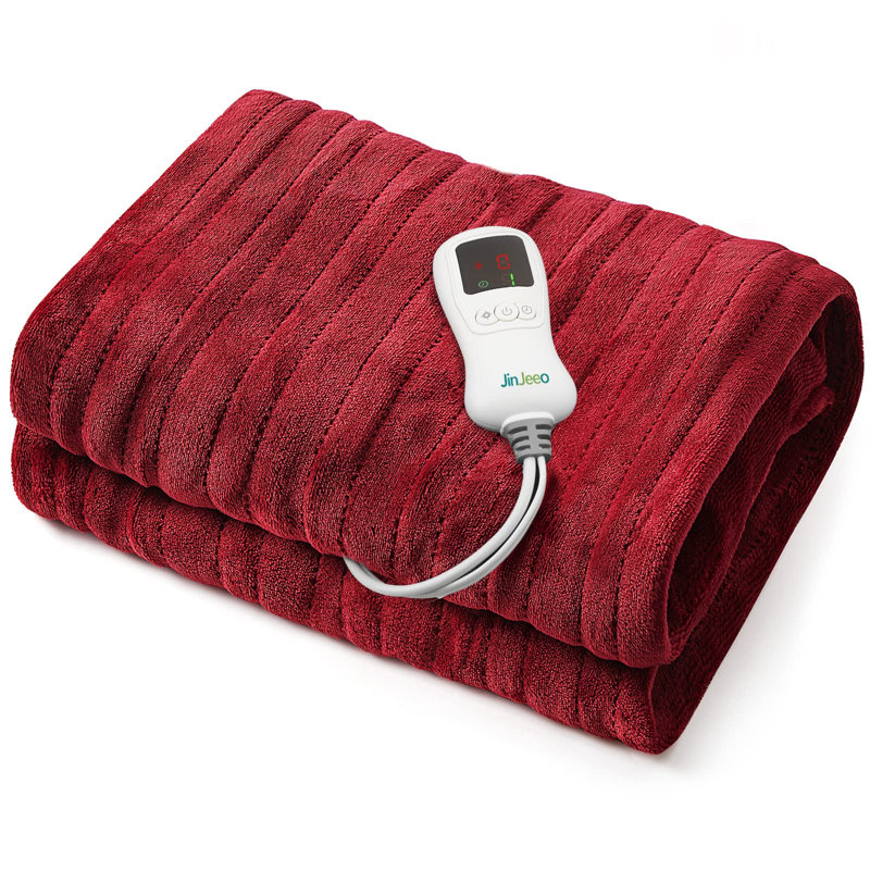 Couverture électrique surdimensionnée en flanelle HBT, Rouge, L 84 po x l 62 po