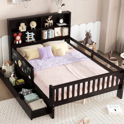 Lit plateforme double avec tableau noir, tiroirs et peu encombrant pour la chambre à coucher