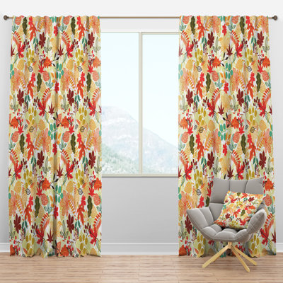 Pattern with Stylized Autumn Leaves - Modern Curtain - Velvet Room darkening - 1 panel