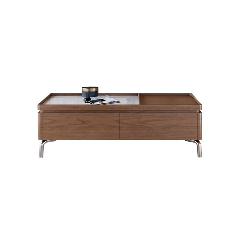 Table basse moderne avec pierre micro-cristalline, Blanc / Brun