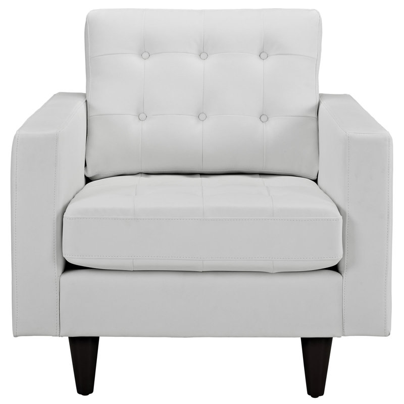 Chaise avec accoudoirs en cuir Modway Empress, Similicuir blanc