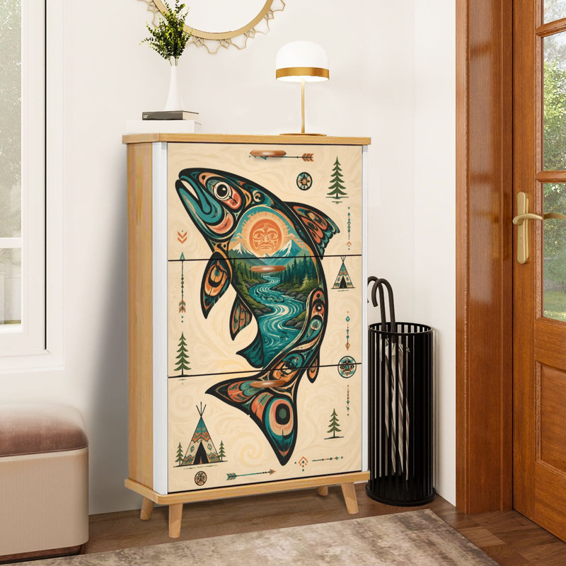 Armoire de rangement pour chaussures avec 3 tiroirs rabattables pour rangement pour chaussures Totemic