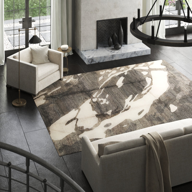 Abstract Area Rug in Charcoal