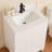 24" Mid-Century Modern Bathroom Vanity With Integrated Sink & Storage – White Wood Grain Finish