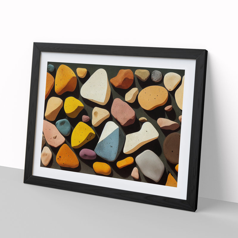 Majestic River Pebbles 1 Piece Single Picture Frame Wall Art, 25cm H x 34cm W x 2cm D, Black