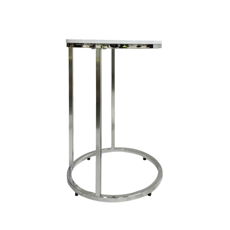 Lafayette C Table End Table, White/Silver