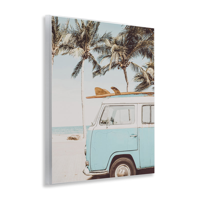  Retro Surfboard & Van Wall Plaque Art by LSR Design Studio