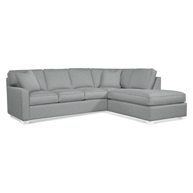 Ellora Upholstered Chaise L-Sectional, Frost White, Right Hand Facing, Light Blue Performance Fabric; 0851-55