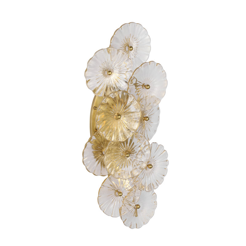 Julie Neill Gianna 21" Layered Sconce with Clear Glass, Hand-Rubbed Antique Brass, Gold