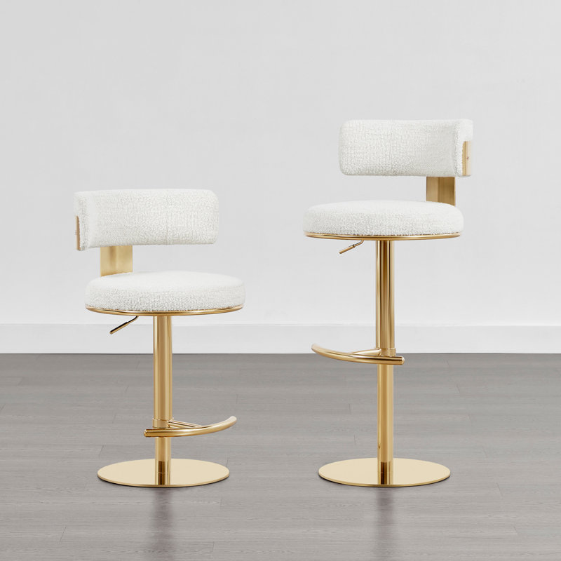Tabouret pivotant à hauteur réglable, Doré, Doré