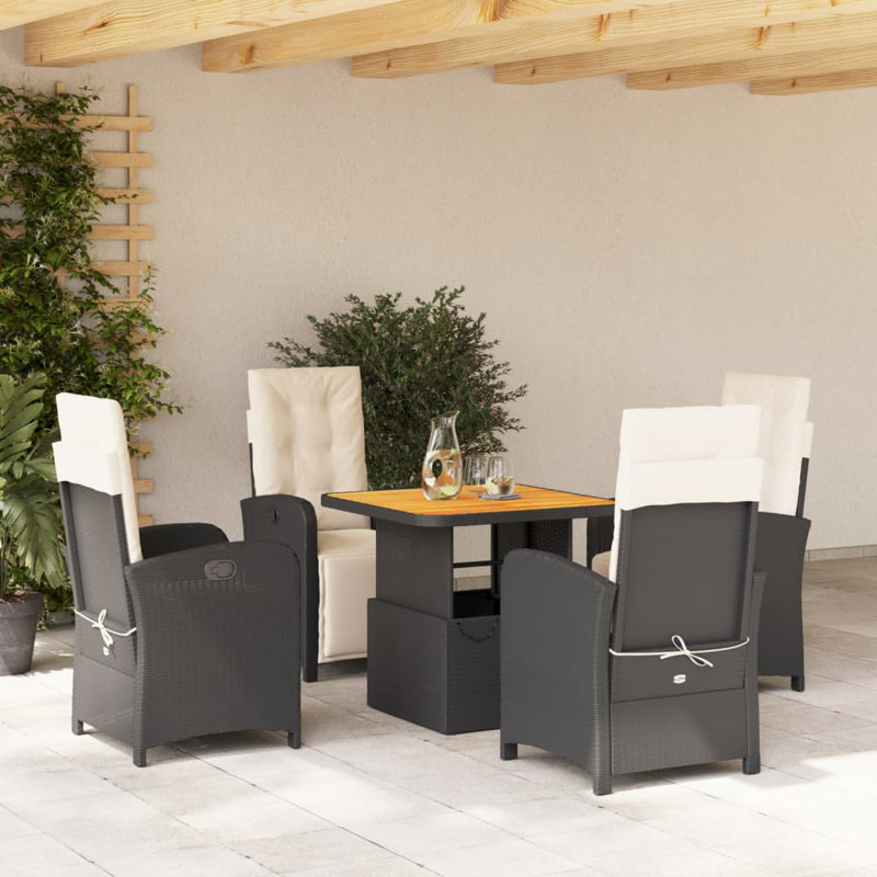 Ensemble de salle à manger 5 pièces en rotin poly, 27.95" H x 31.5" W x 31.5" D, 4