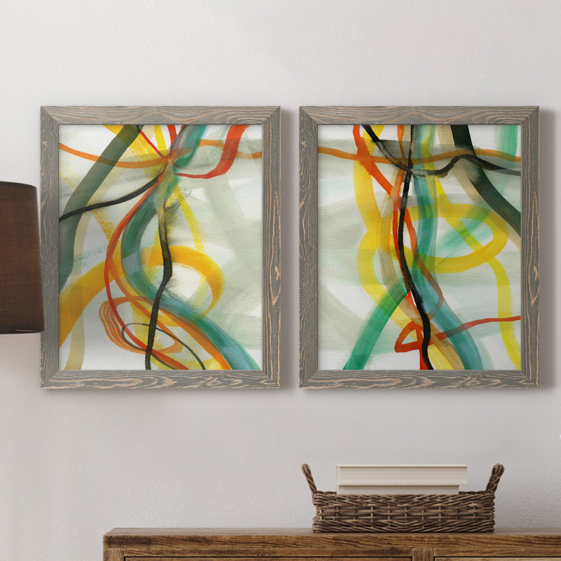 «Window Drama I», ensemble de 2 reproductions d'art, H 20 po x l 17 po x P 1 po, Toile avec cadre gris, Pas de tapis