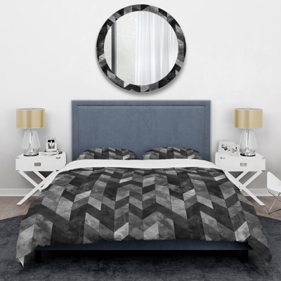 Grey Modern Herringbone Flow VI - Modern Duvet Cover Set
