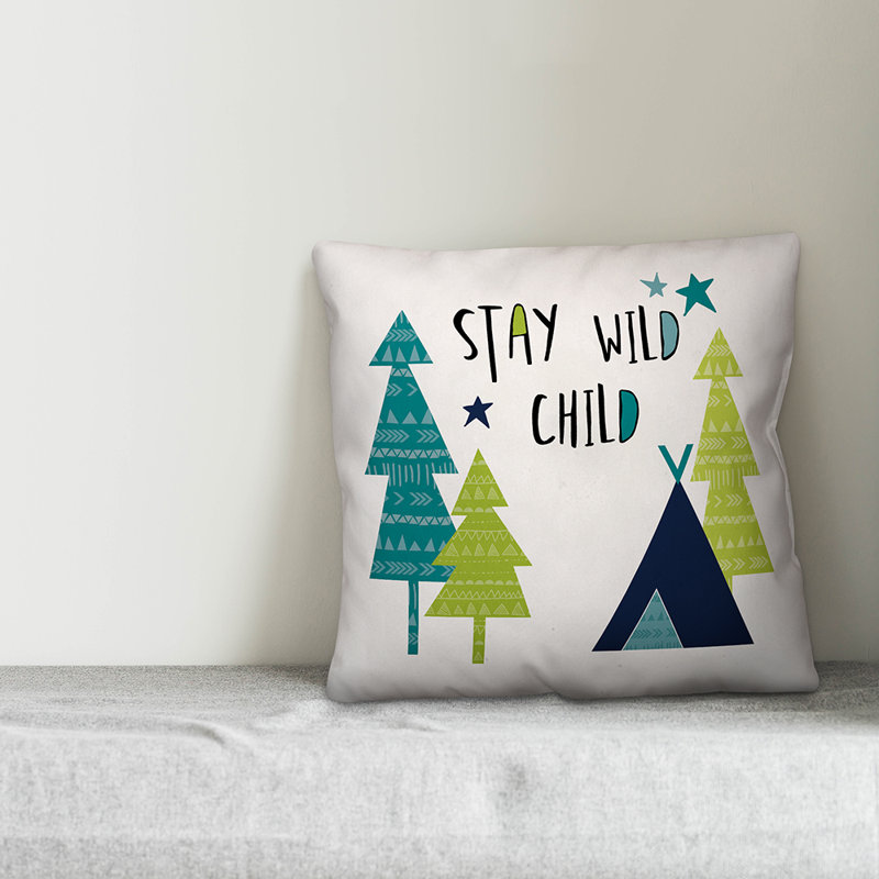 Stay Wild Reversible Throw Pillow, Blue